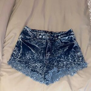 Cello Blue Acid Wash Jean Shorts